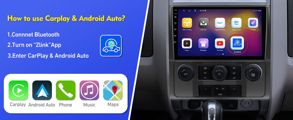 9 Inch Double Din Car Stereo with Wireless Carplay C28404