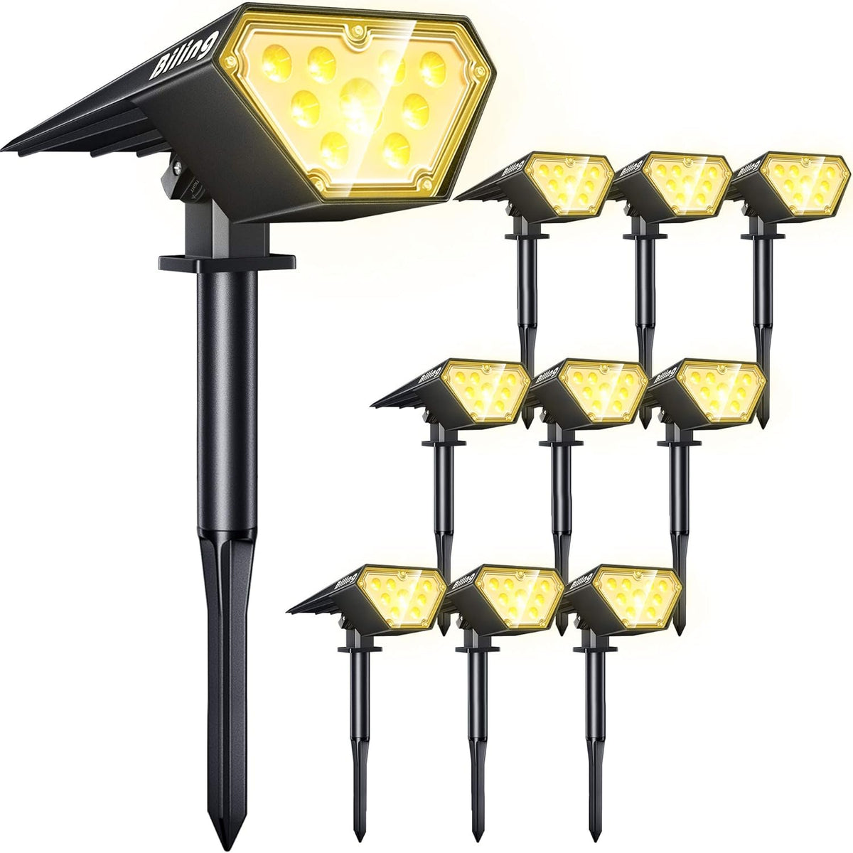 2-in-1 Solar Powered IP67 Waterproof 12 LED Landscape Lights 10 Pack E8489