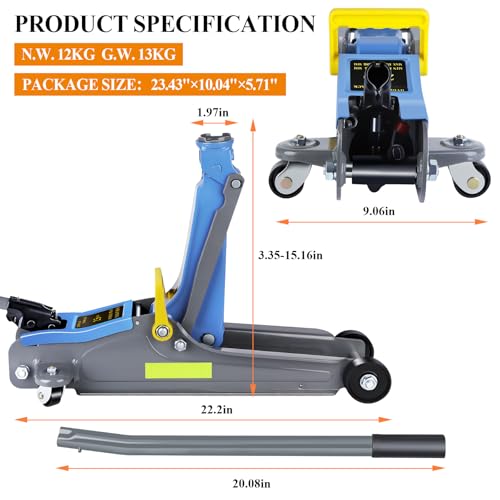 2.5 Ton Hydraulic Floor Jack with Portable Handle and Reflective Tape E87459