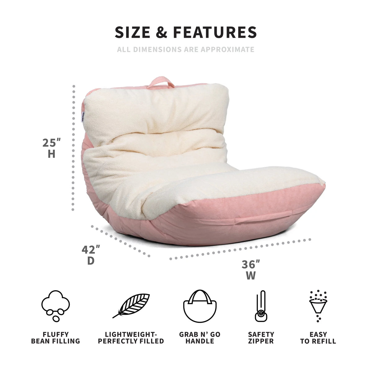 Oat Sherpa Bean Bag Chair X25504