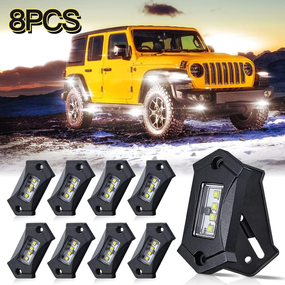 White LED Rock Lights 8 Pods O218