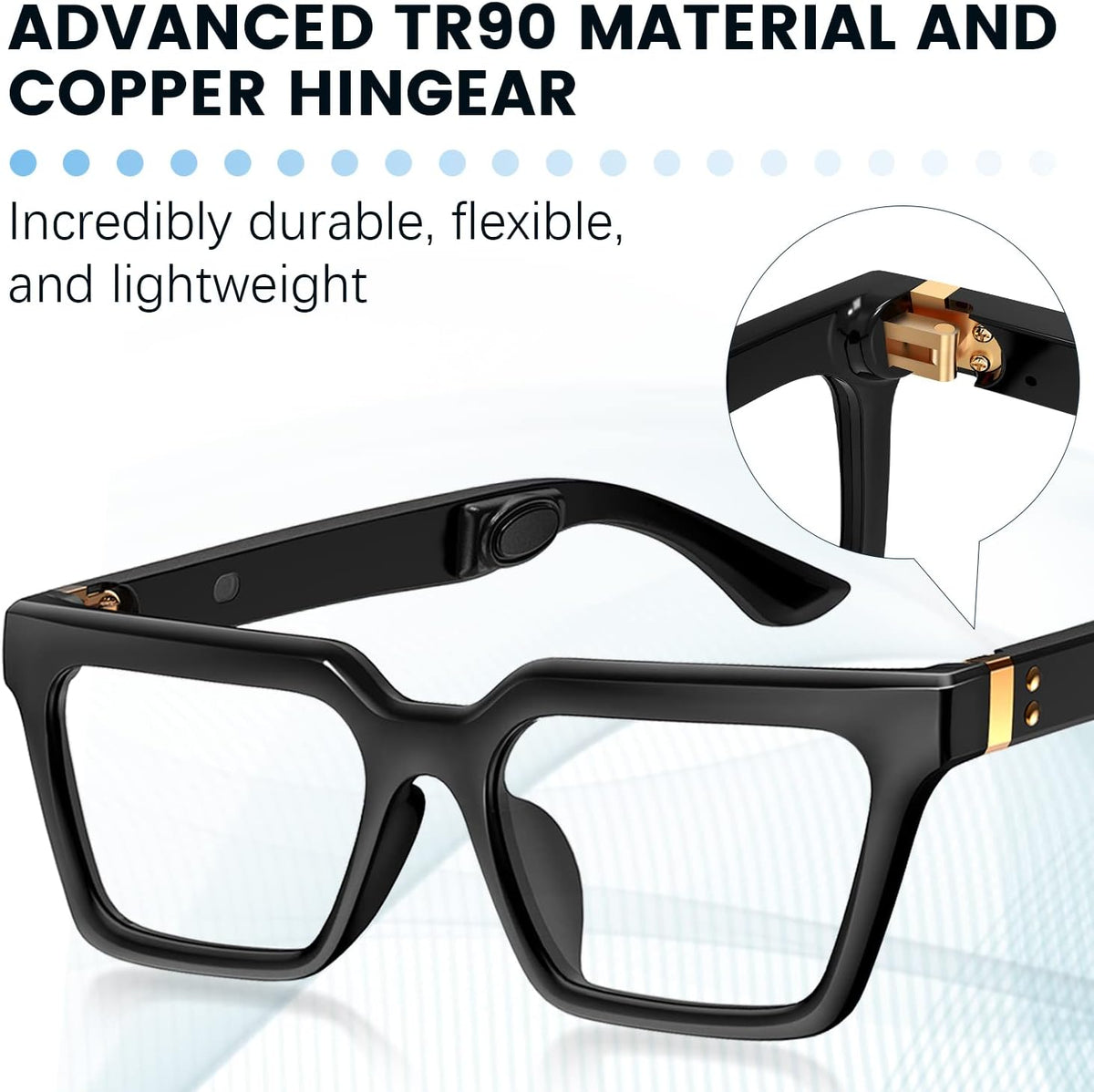 Bone Conduction Glasses Headphones with Anti Blue Light and Photochromic Lenses W632