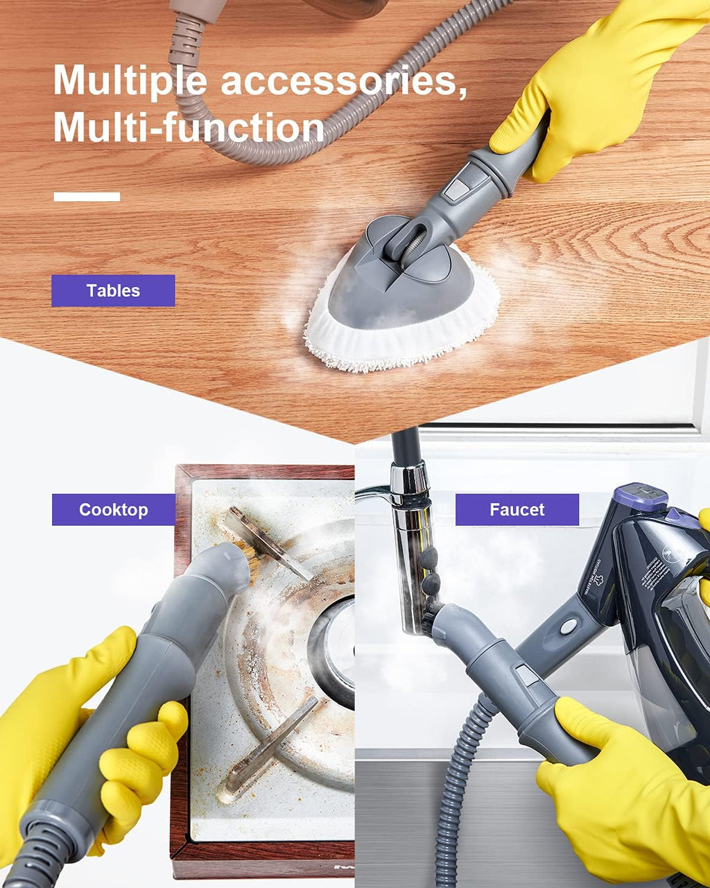 9-in-1 Steam Mop Cleaner with Detachable Handheld Unit C196