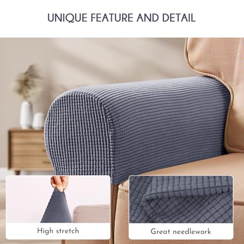Beige Stretch Sofa Armrest Slipcover 2pcs B417684