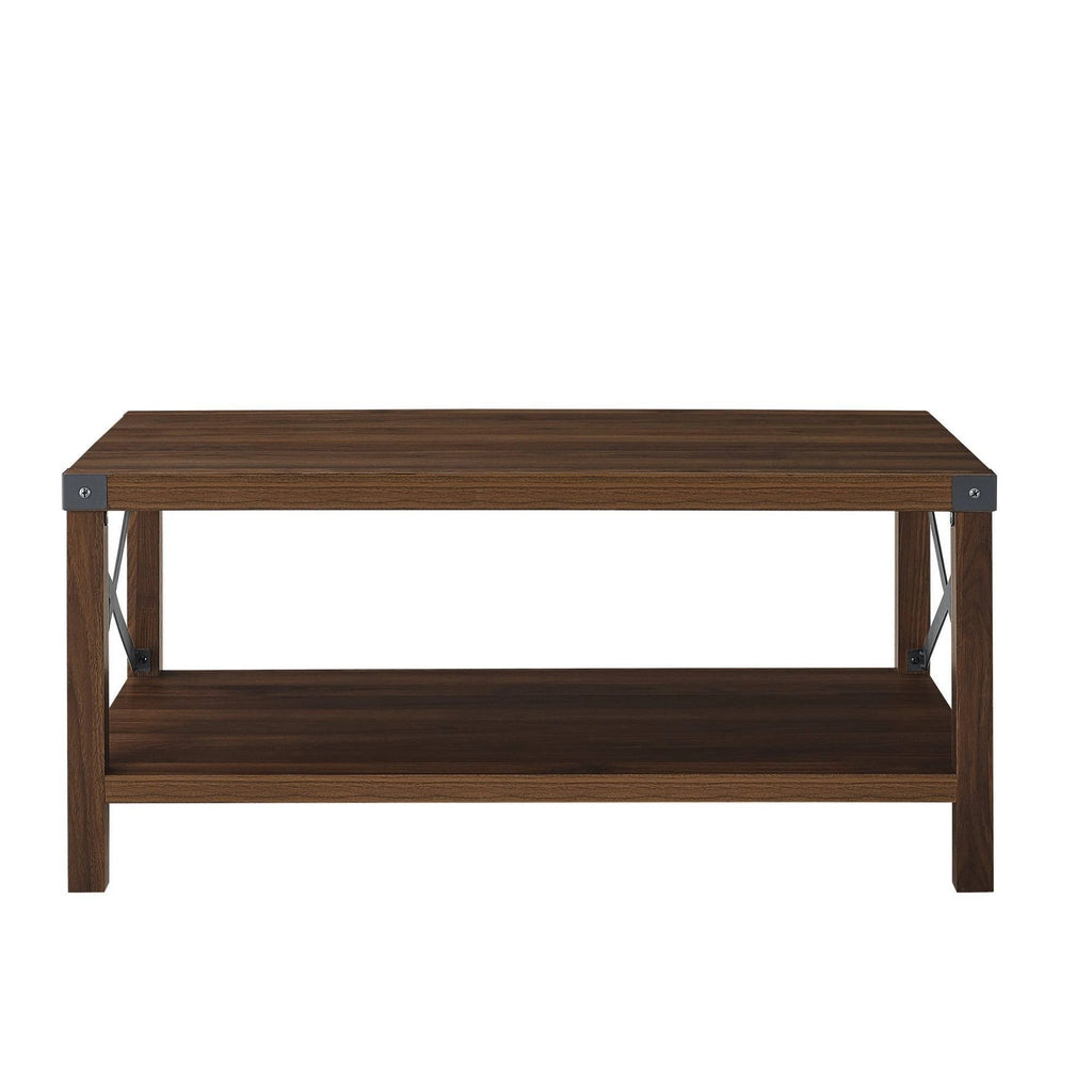 Rustic Wood Coffee Table Dark Walnut M97728