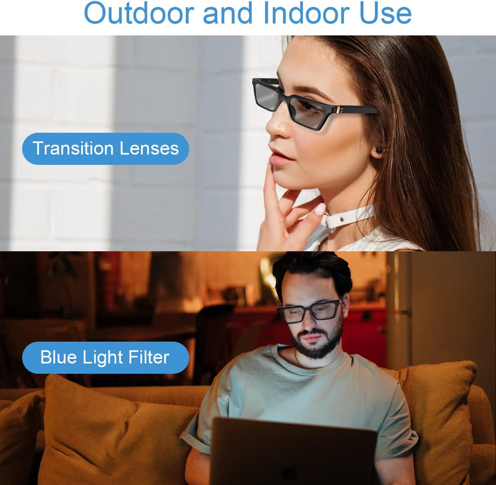 Bone Conduction Glasses Headphones with Anti Blue Light and Photochromic Lenses W632