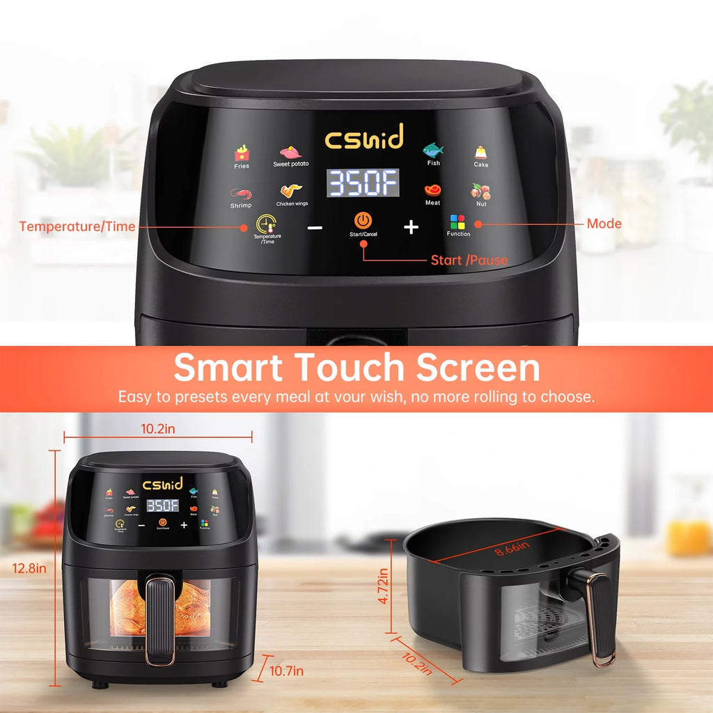 7.4 QT Touch Screen Air Fryer with 50PCS Liners N822