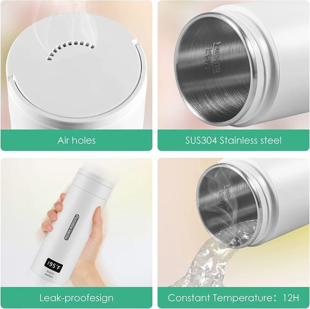 Portable Electric Kettle 380ML Mini Stainless White W839339