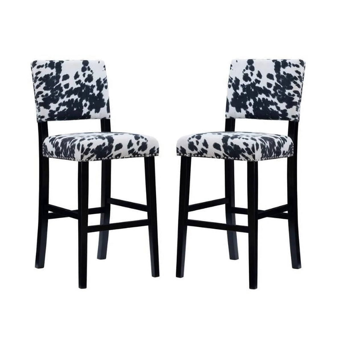 2 Piece Cow Print Wood Bar Stool Set M1959