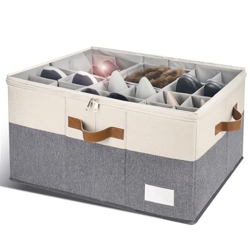 Black Foldable Shoe Storage Bins with Clear Cover, 1 Pack W985