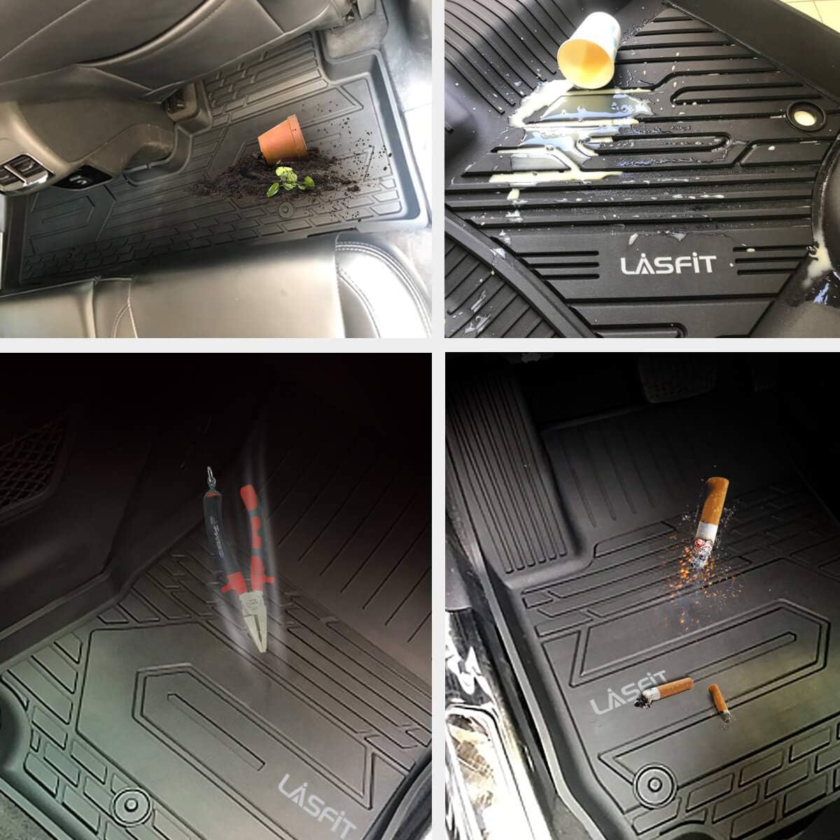 Black TPE Car Floor Liners Front & Rear Rows U758817