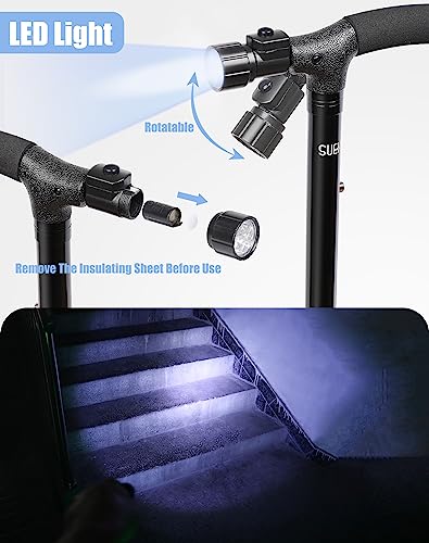 Black Adjustable Folding Walking Cane with LED Light E2462
