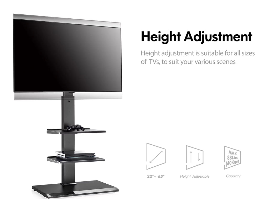 Black Floor TV Stand with Swivel Mount D5681