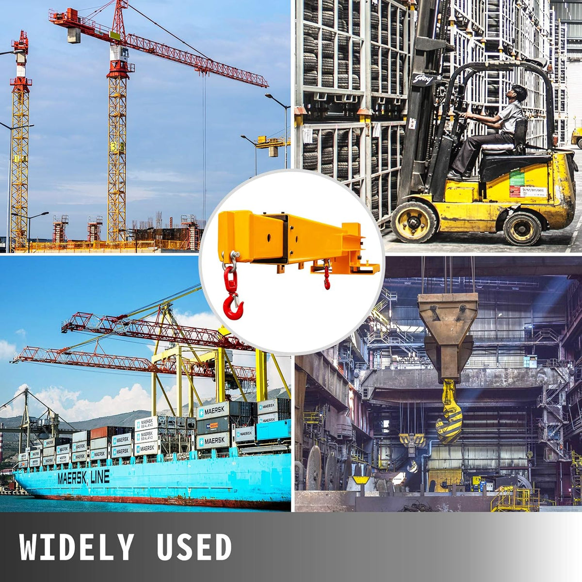 6000lbs Forklift Mobile Crane Attachment with 2 Hooks U397062