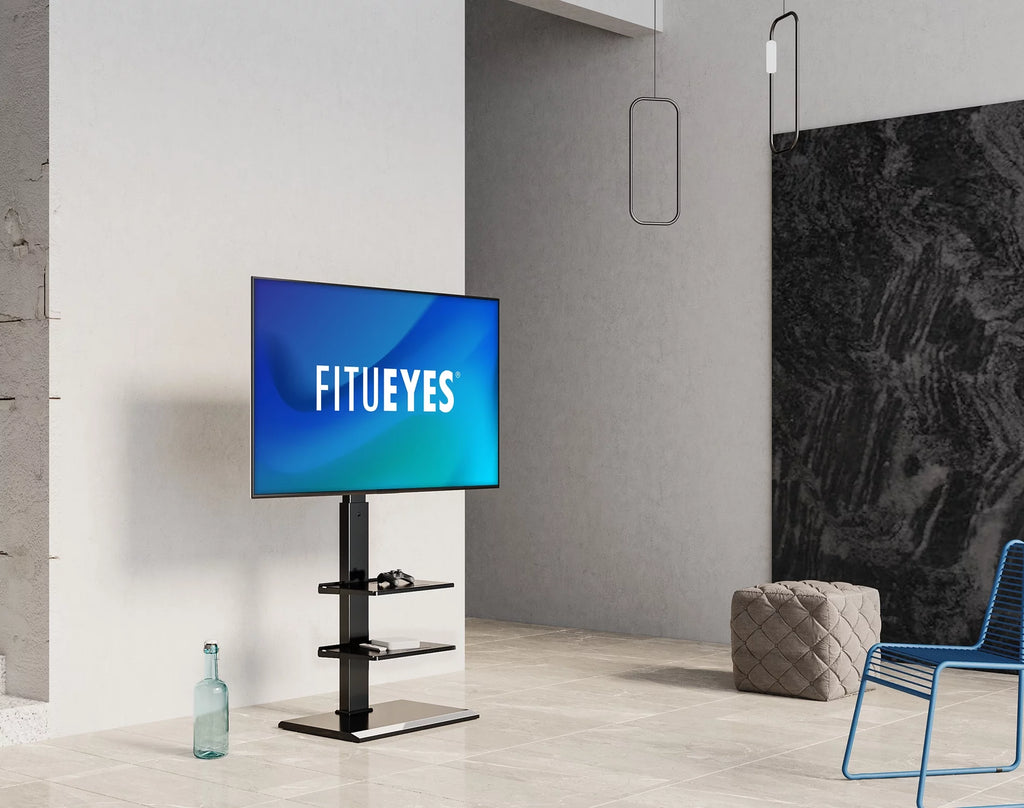 Black Floor TV Stand with Swivel Mount D5681
