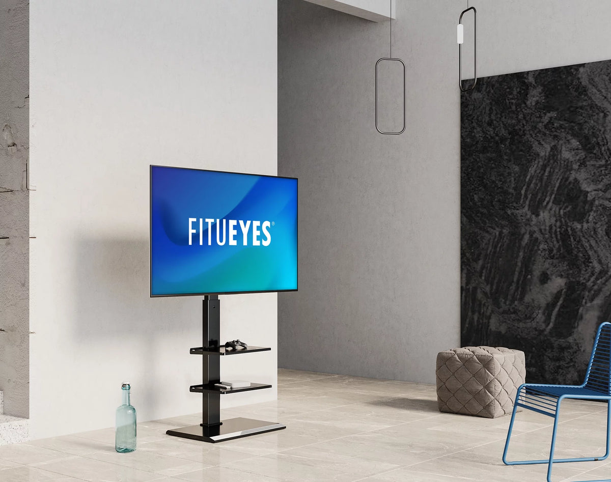Black Floor TV Stand with Swivel Mount D5681