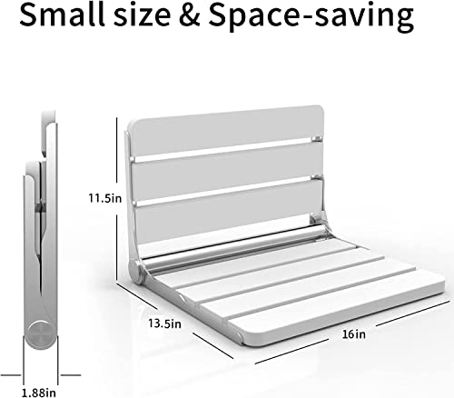 Teak Wood Folding Shower Seat Bench, 440 lbs Load Capacity B62873