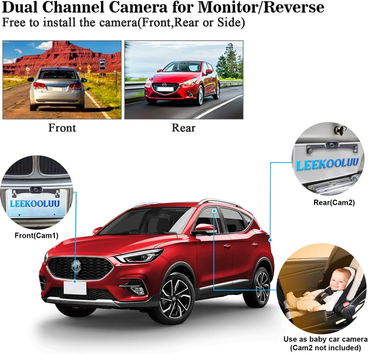 Backup Camera with 5 Monitor, AHD 1080P Rear View Camera System J430