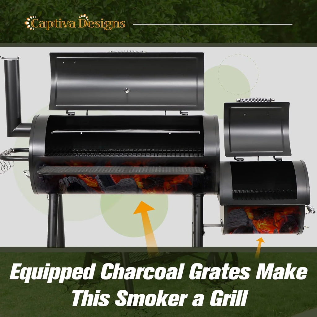 Heavy Duty Outdoor Offset Smoker with Extra Large Cooking Area V8029