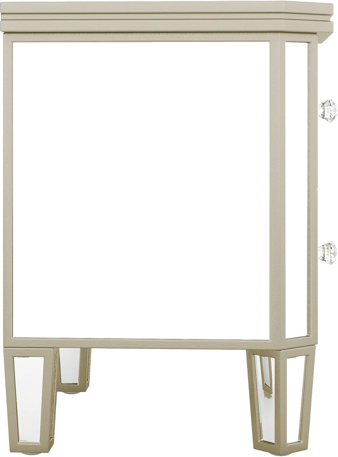 Mirrored 2-Drawer Nightstand End Table with Golden Lines, Silver O5462