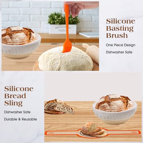 10 inch Oval & 9 inch Round Banneton Bread Proofing Basket with Linen Liner B51849