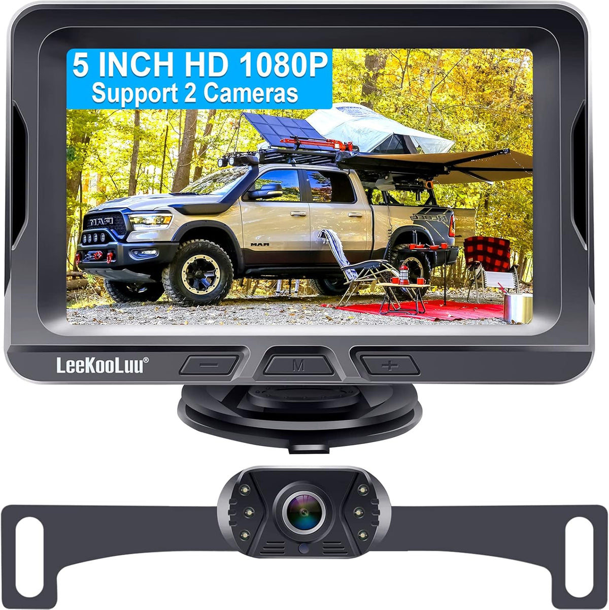 Backup Camera with 5 Monitor, AHD 1080P Rear View Camera System J430