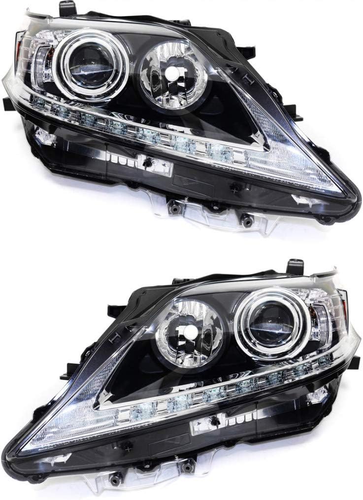 Black Headlight Assembly Pair Driver and Passenger Side W9723