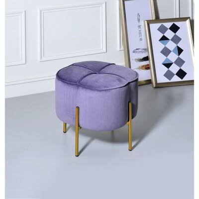 Lavender Velvet Round Ottoman P809021
