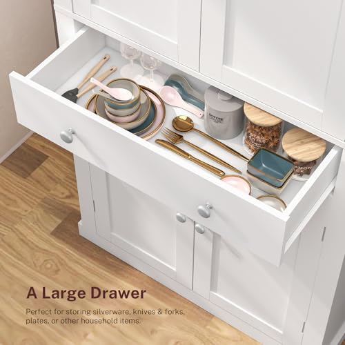 White 6 Door 1 Drawer Pantry Cabinet S7332