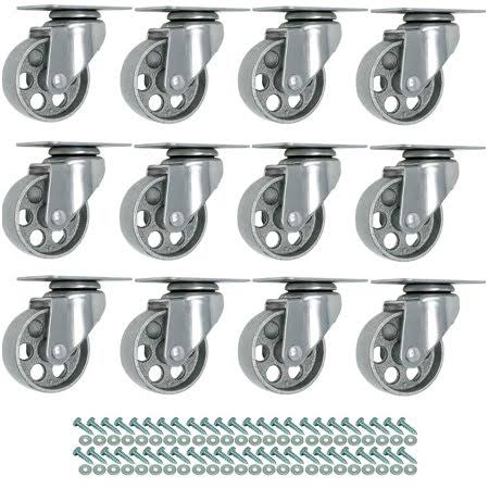 12 All Gray Metal Swivel Plate Caster Wheels with Screws L96072