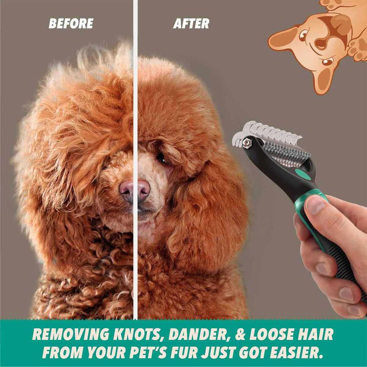 Double-Sided Undercoat Rake Dog Brush X45620