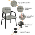 2pcs Upholstered Leather Chairs with Armrest & Metal Frame Grey O64527