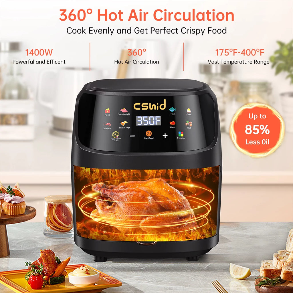 7.4 QT Touch Screen Air Fryer with 50PCS Liners N822