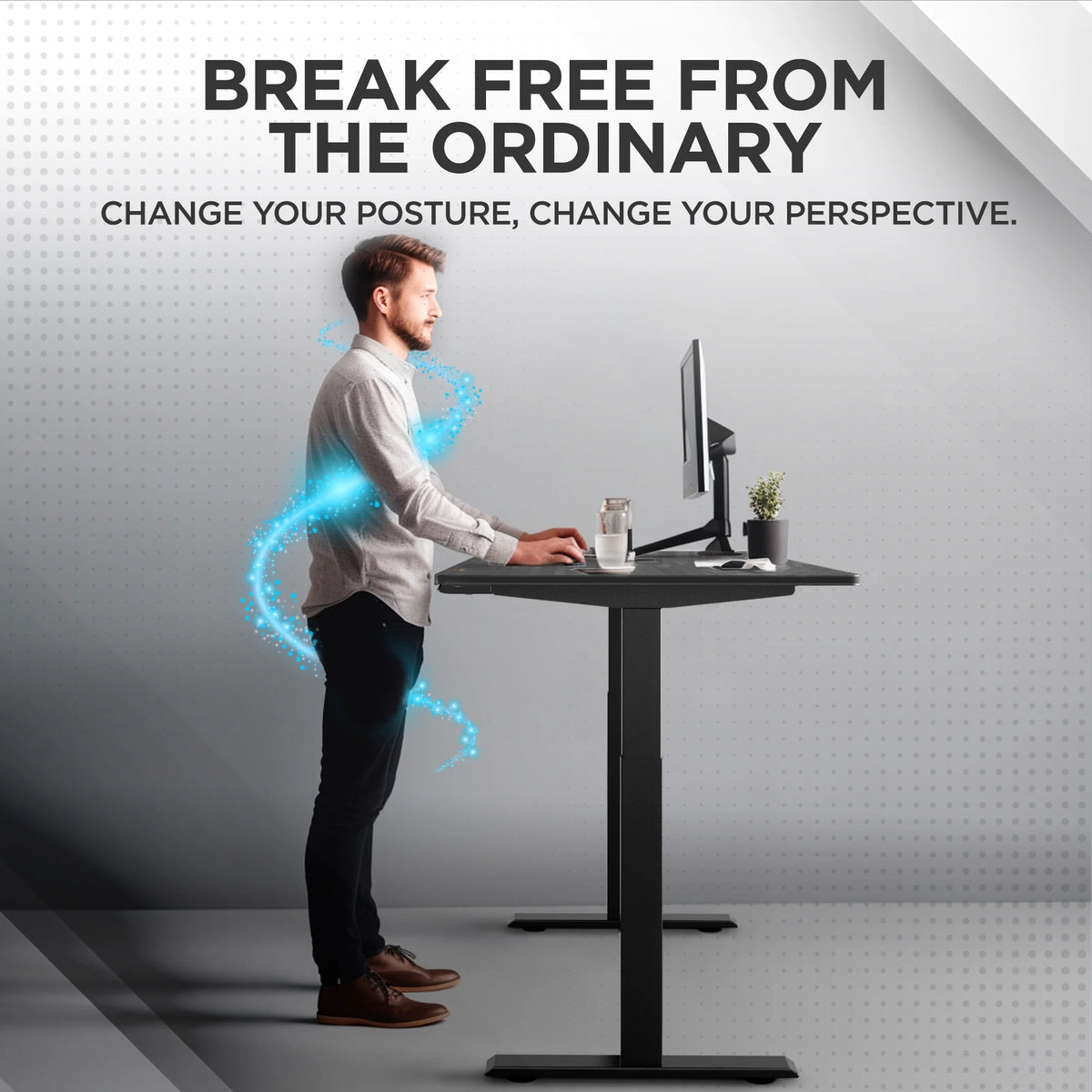 Electric Standing Desk 48x30" Bamboo Desktop L12807