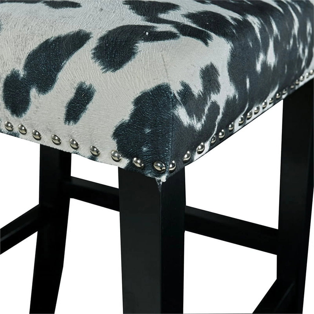 2 Piece Cow Print Wood Bar Stool Set M1959