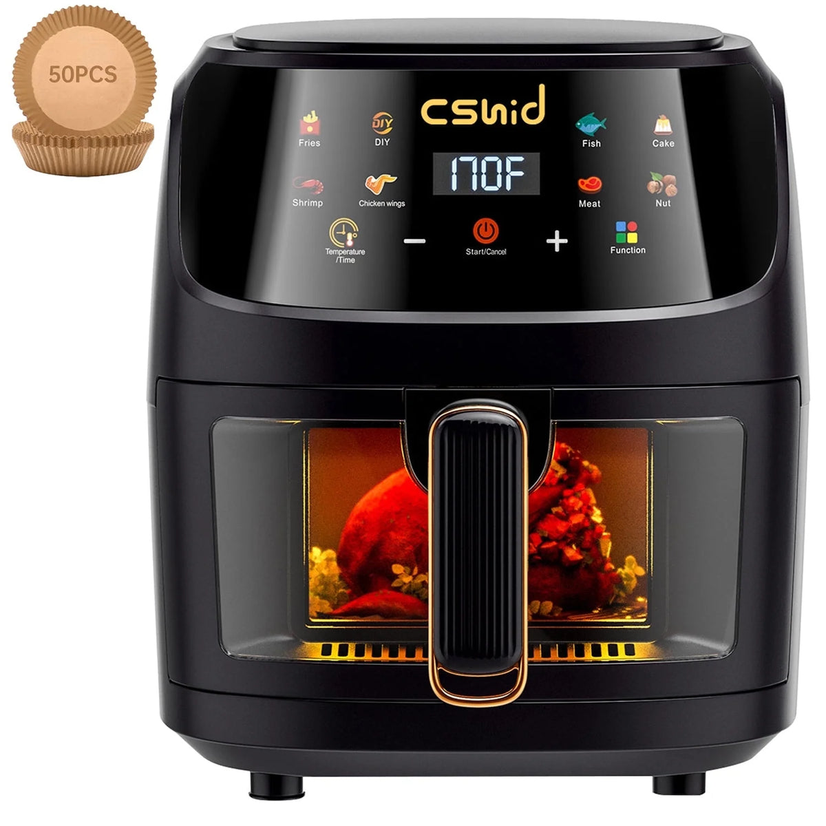 7.4 QT Touch Screen Air Fryer with 50PCS Liners N822