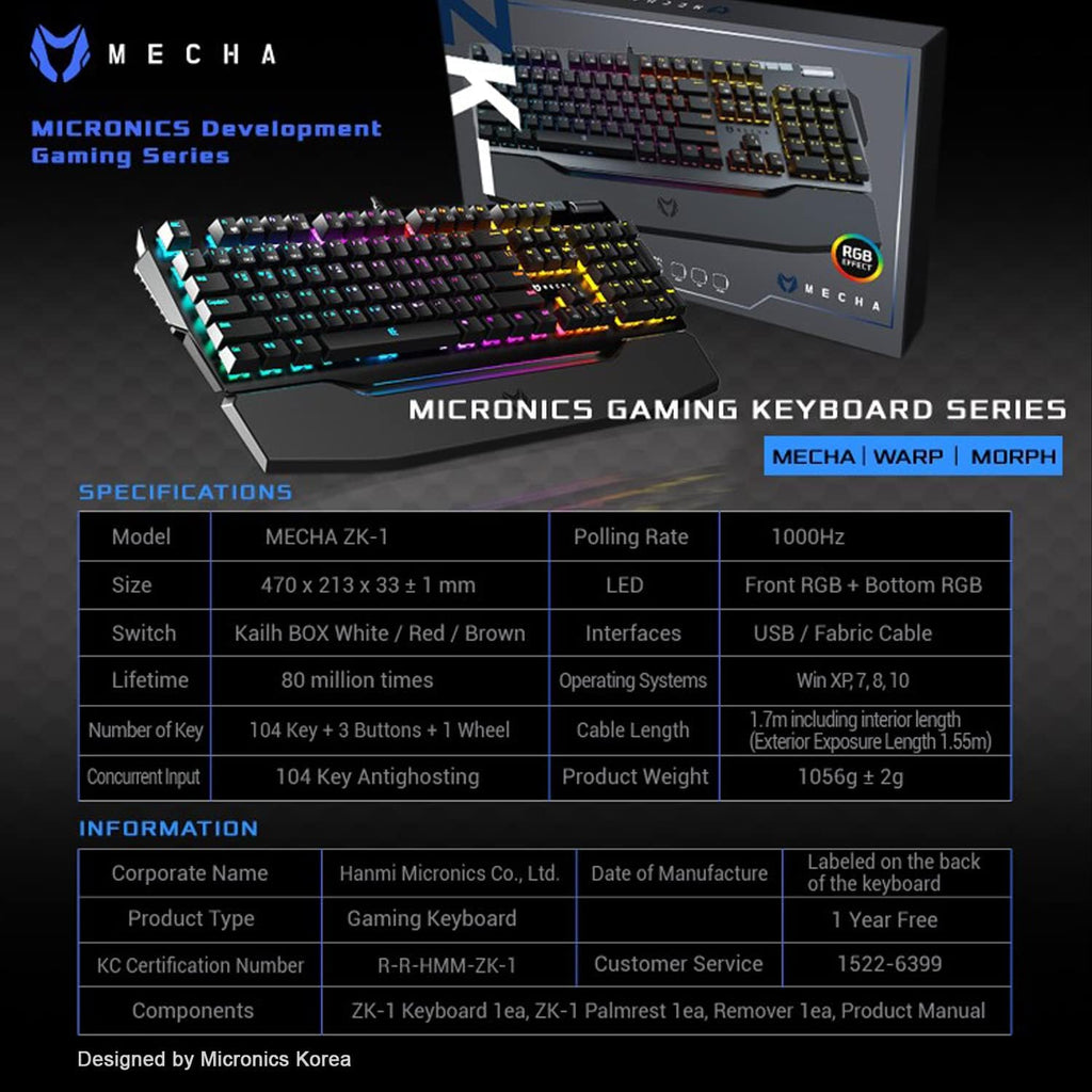 Wired Mechanical Gaming Keyboard with RGB Aluminum Top X9994