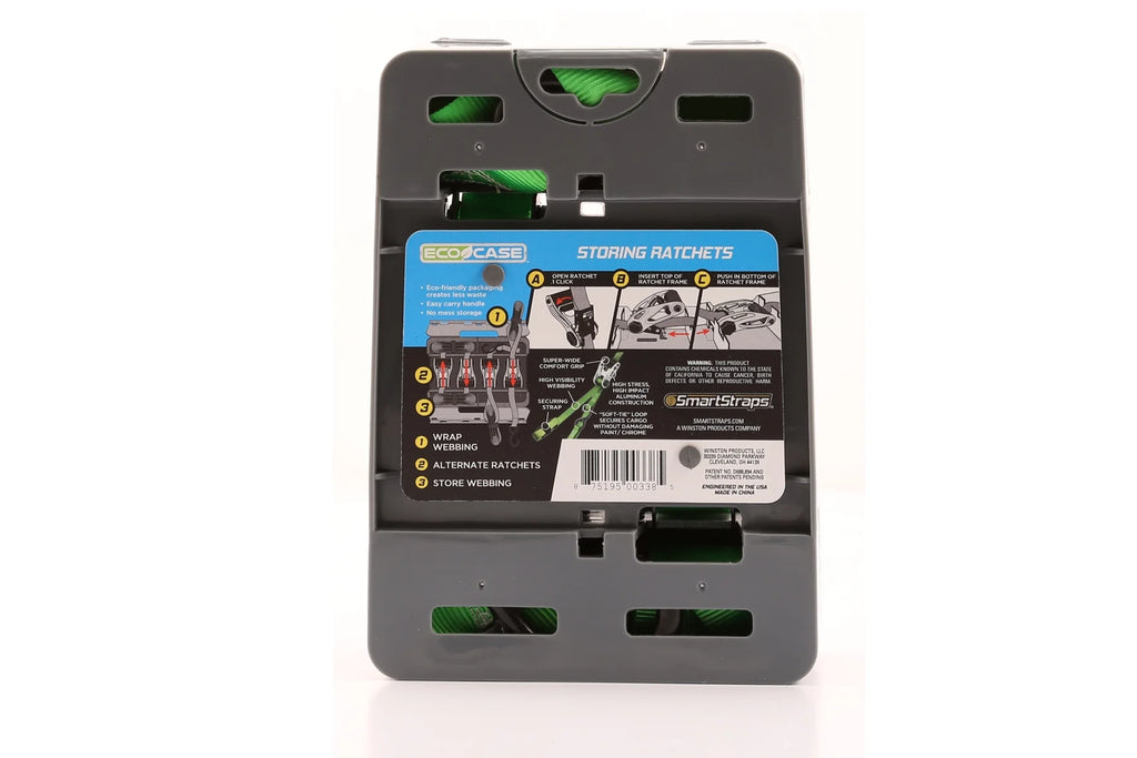 2 Pack 1in x 10ft 1500lb Green Ratchet Tie Down V6867