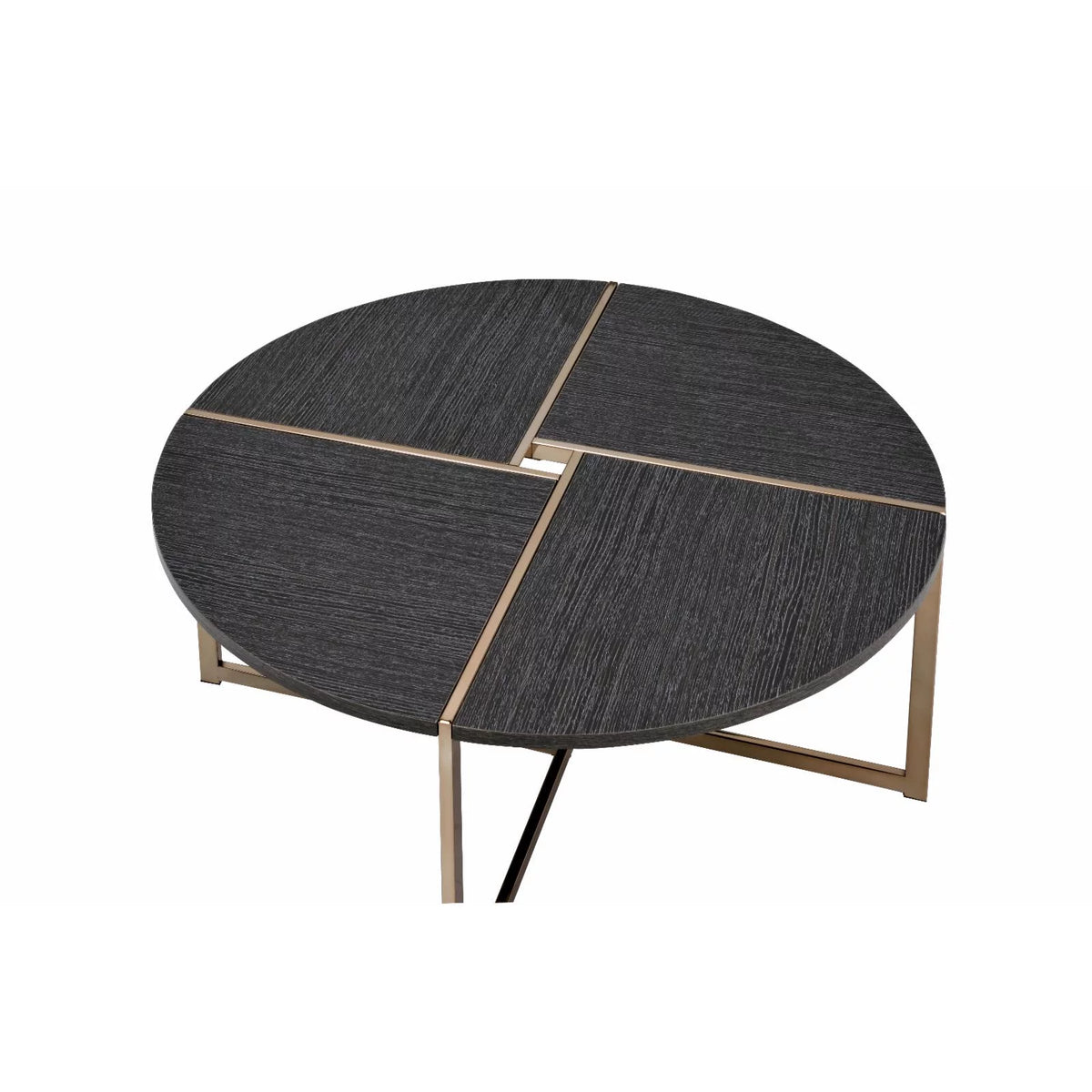 Round Wooden Coffee Table in Black and Champagne P340
