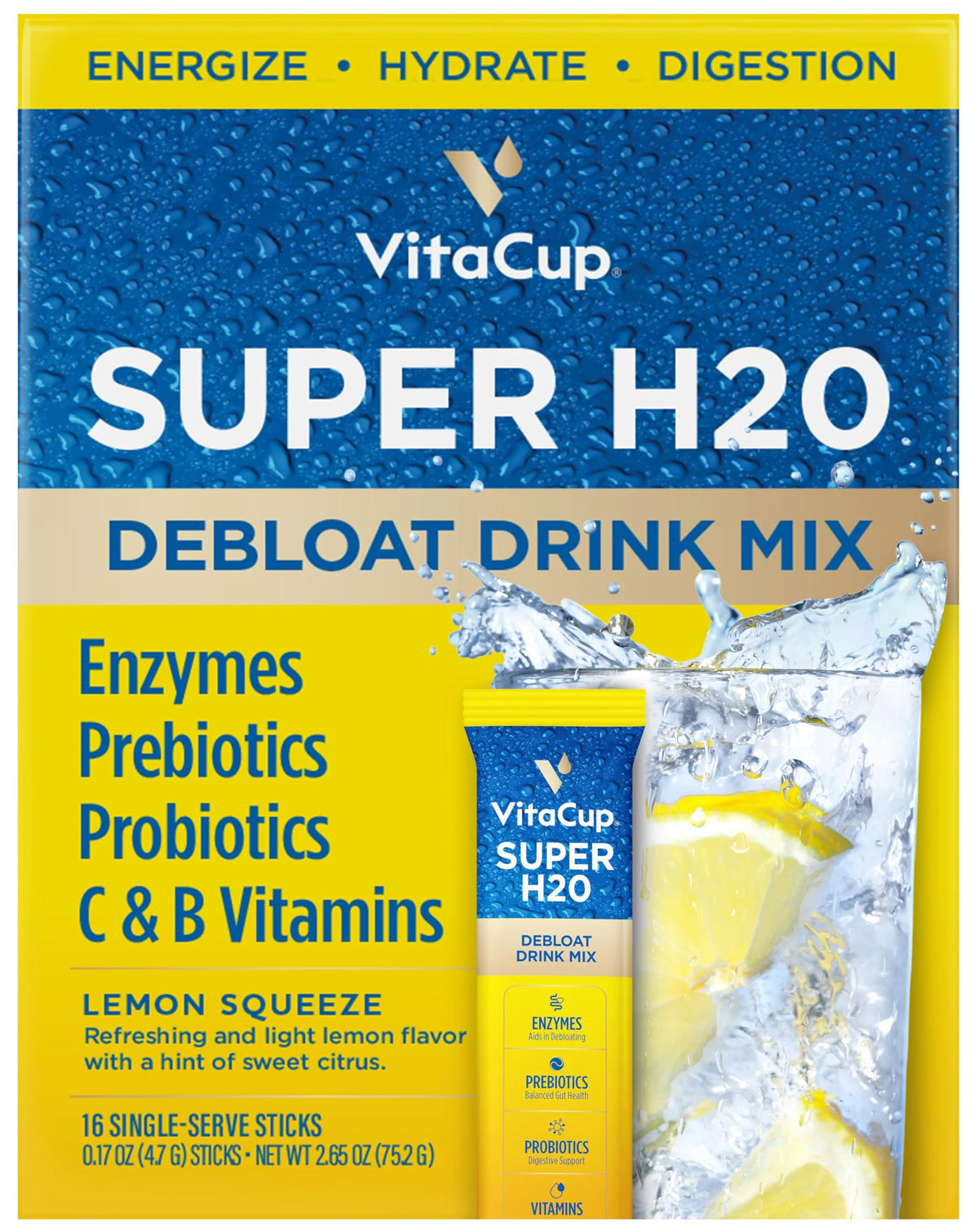 Lemon Flavor Probiotics Prebiotics Drink Mix Packets 16 ct E314970