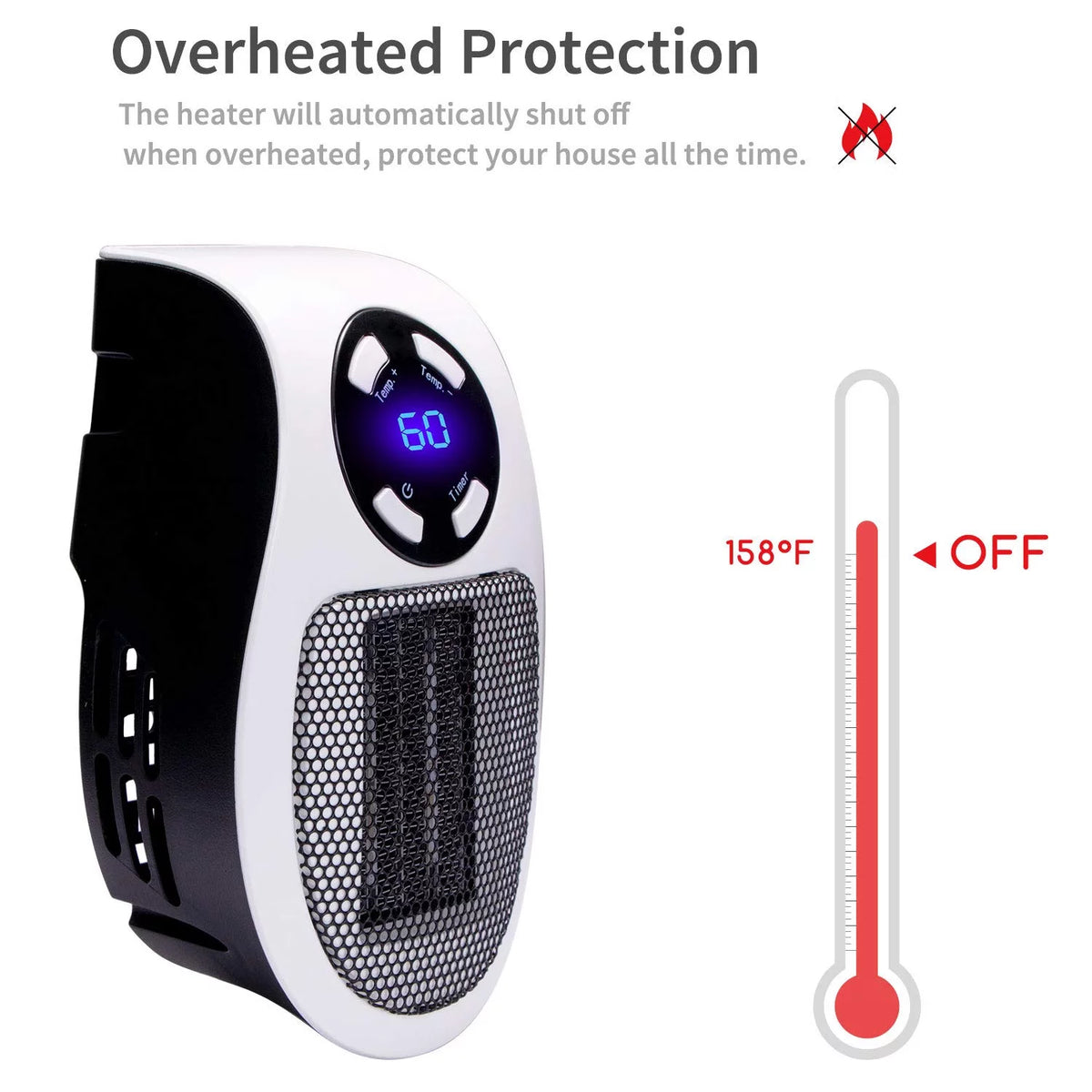 350W Portable Electric Space Heater with Adjustable Thermostat W67137