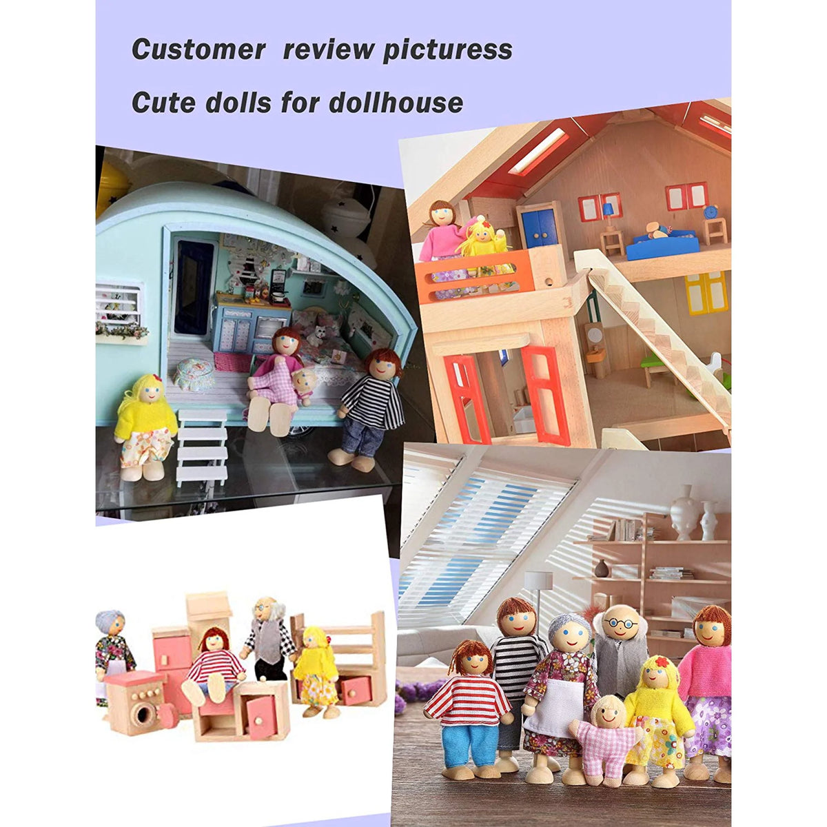 Wooden Dolls Playset Set of 7 People with Dog D384493