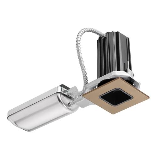 2x22 LED Square Downlight Cone 3000K 90CRI Flood Beam 120V Black Reflector Bronze V8958