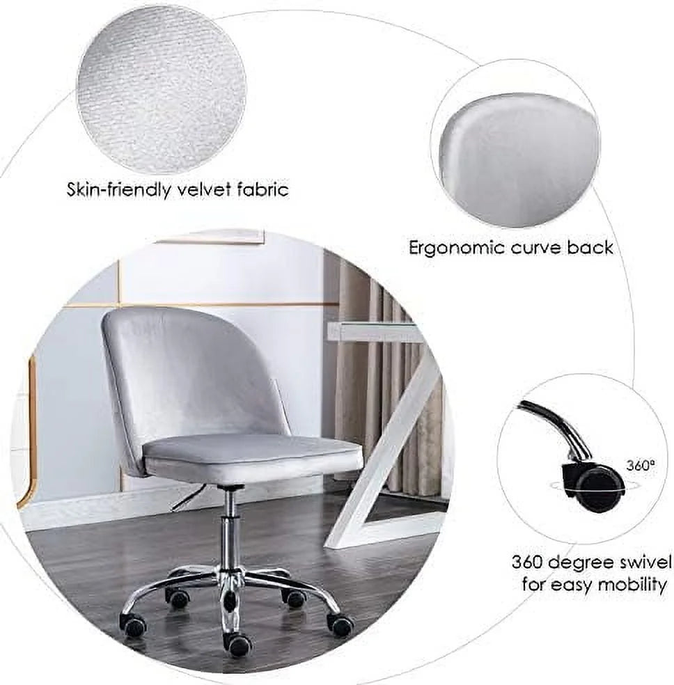 Velvet Office Desk Chair with Wheels H76400