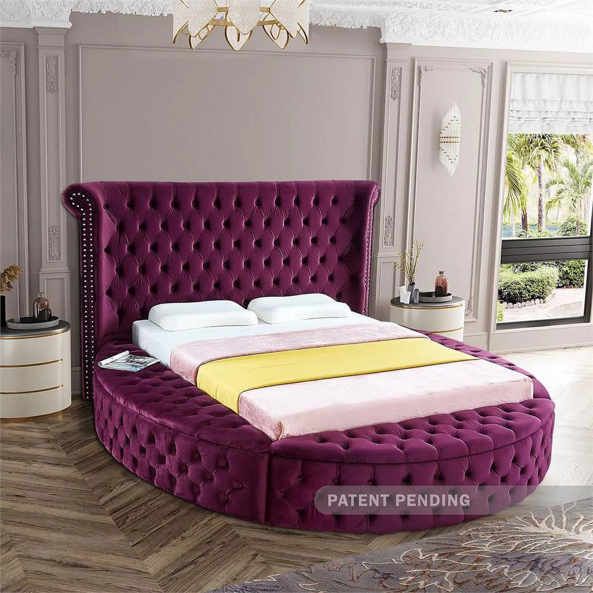 Purple Velvet Queen Bed C54178