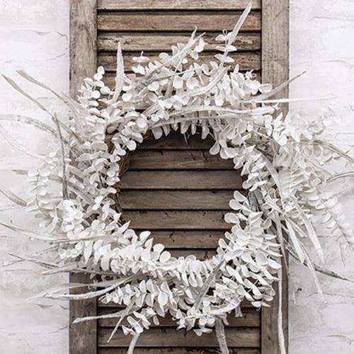 Winter White Sparkle Eucalyptus Wreath Y595
