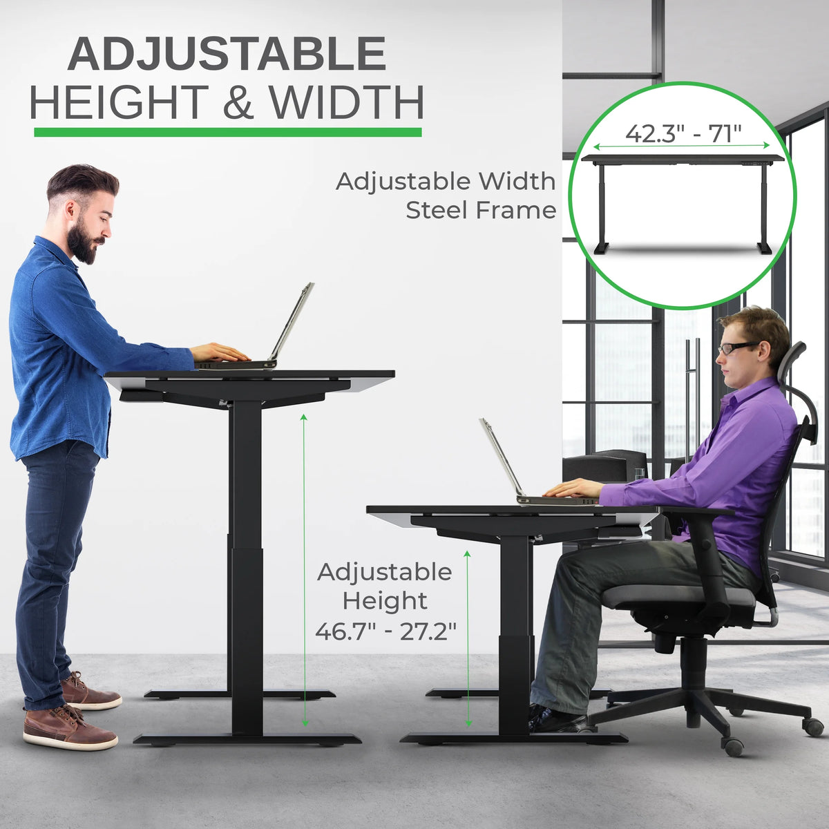 Electric Standing Desk 48x30" Bamboo Desktop L12807