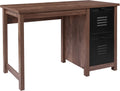 Crosscut Oak Wood Grain Finish Computer Desk with Metal Drawers S354