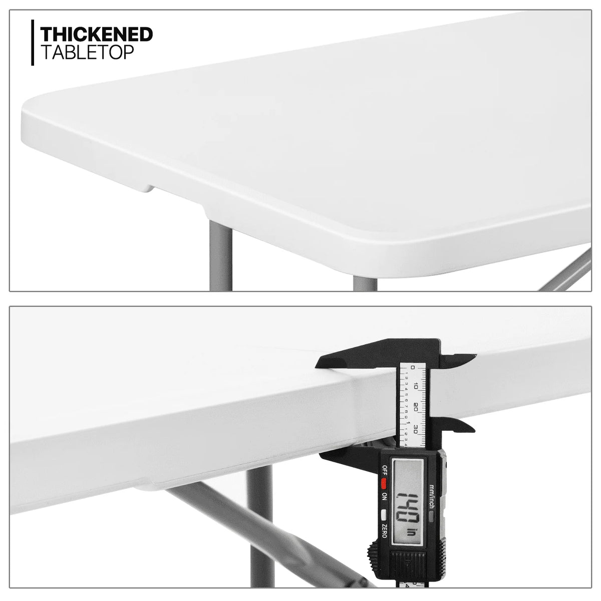 5 Pack 8Ft White Folding Plastic Utility Table V3459