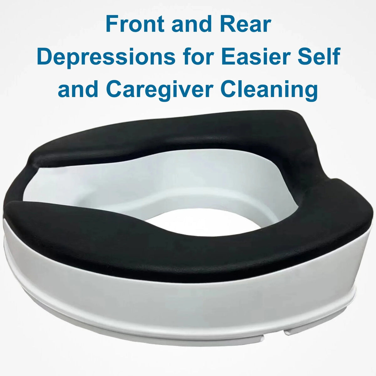 4-inch Raised Toilet Seat, Black Padded, Adjustable White Y204883